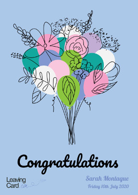 Blue Flower Balloon Congratulations Card and eCard